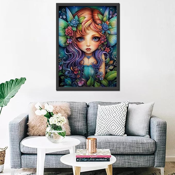 Tucocoo Fairy Little Girl Jigsaw Puzzles 1000 Pieces Puzzle for Adults, Abstract Flower Leaf Art Puzzles for Challenging Family Activity Games 27x20 inches DIY Puzzle for Home Decor Gifts