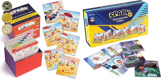 SPARK INNOVATIONS Sequencing Cards for Storytelling and Picture Interpretation Speech Therapy Game, Special Education Materials, Problem Solving, Autism Materials, Social Emotional Learning (Classic)