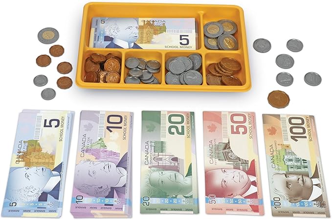 Learning Resources Canadian Currency-X-Change,Pretend Play Money for Kids, Develops Sorting and Money Skills, 211 Pieces, Ages 5+