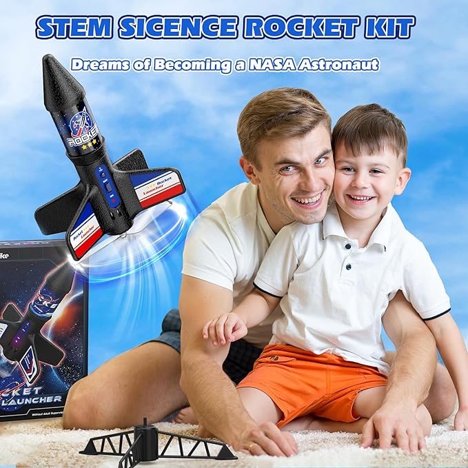 Rocket Launcher Toy for Kids,Self Launching Motorized Air Rocket with Parachute Launch Up to 200 Ft Model Toys Gifts for Boys Kids Ages 6 7 8 9 10 11 12 Classic