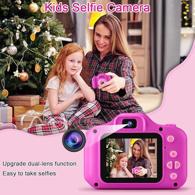 GKTZ Toys for Girls Age 3-8, Kids Camera Digital Video Toddler Camera Children Camcorder Birthday Gifts for 3 4 5 6 7 8 Year Old Girls with 32GB SD Card (Rose)