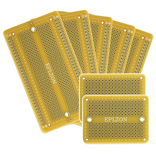 Solderable Breadboard PCB Board Gold-Plated Solder Breadboard for DIY Electronics Projects Apply to Arduino Soldering Projects 3.5"x2.05" (5 Pack + 2 Mini Board, Yellow)