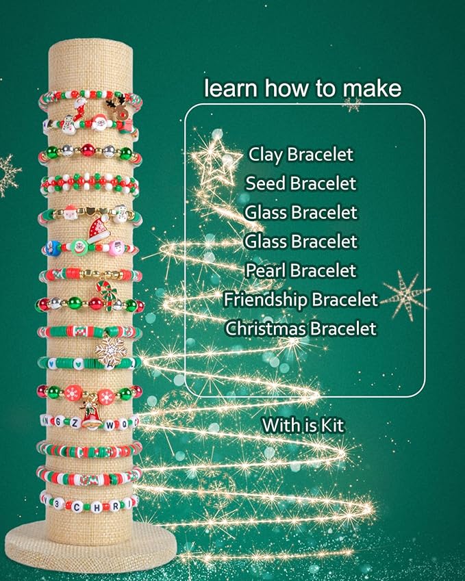 SJZWSD Christmas Friendship Bracelet Kit, 6200 Pcs Clay Beads for Bracelet Making, Christmas Beads for Jewelry and Craft Making with Storage Box