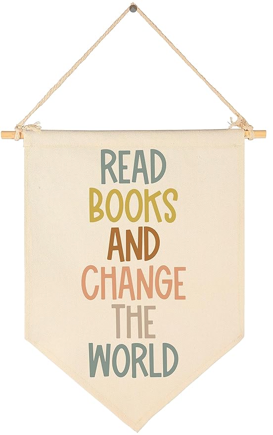 Read Books And Change The World-Classroom Decor-Inclusive Classroom Decor-Welcome Gift-Teacher Gift-Canvas Hanging Pennant Flag Banner Wall Sign Decor Gift-Birthday Christmas Gift