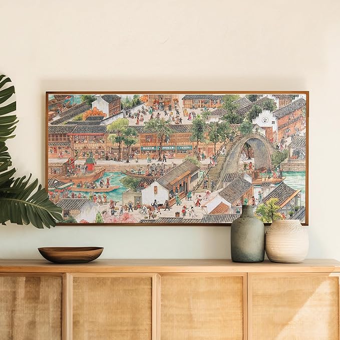 MOMIBOOK Puzzles for Adults 1000 Pieces Jigsaw Puzzles of Genre Painting of Cats in Jiangnan, Painting Image Chinese Challenging Hard Impossible Puzzle Unique Funny Party Christmas Birthday Gifts