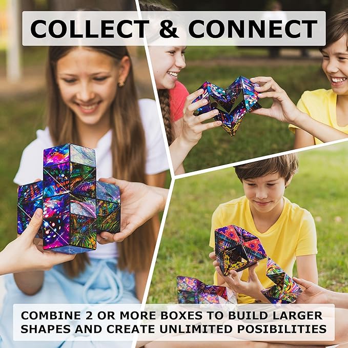 SHASHIBO Shape Shifting Box - Award-Winning Fidget Toy w/ 36 Rare Earth Magnets - Fidget Cube Transforms Into Over 70 Shapes, Sensory Toy Gift for Kids, Teens, and Adults (The Chameleon)