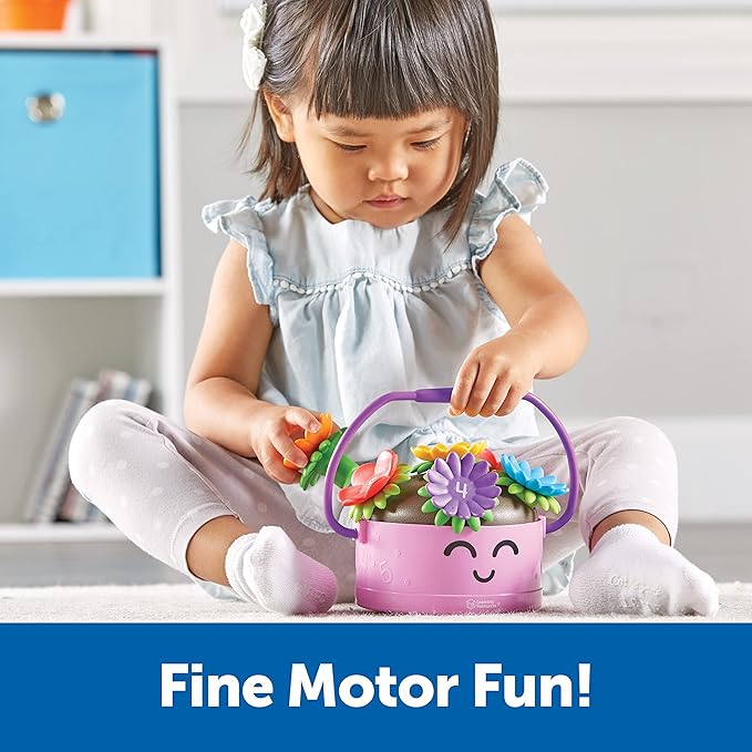 Learning Resources Poppy The Count & Stack Flower Pot - 15 Pieces, Fine Motor Skills Toys for Toddlers, Preschool Toys, Ages 18+ Months,Easter Basket Stuffers