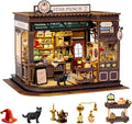 Miniature House Kit Magic Coffee Shop, DIY Miniature Dollhouse Kit for Adults, Tiny House with Furniture & LED Lights, Wooden Craft Mini Model Kits, Birthday Gift for Teens Family Friends