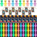 40 Pcs Glow in The Dark Mini Alien Figures Set with Card and Gift Bag for Space Birthday Party Favors Halloween Little Small Tiny Alien Figurines Statue for Hide and Seek (Colorful)