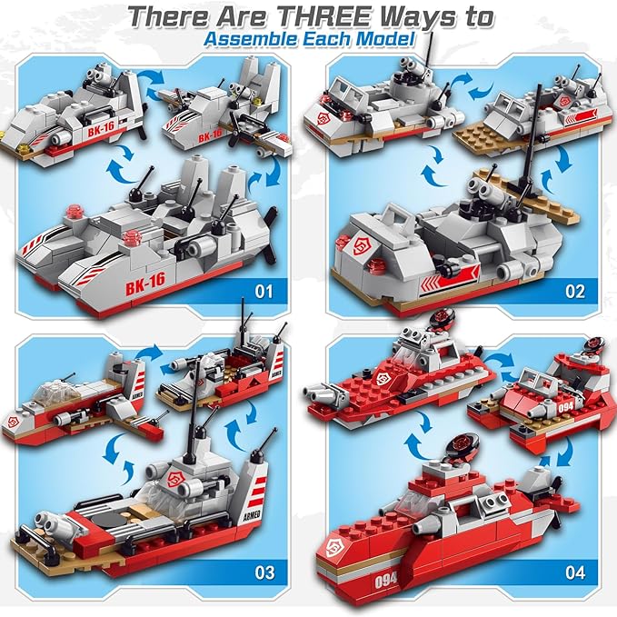 Sitodier STEM 811pcs Construction 25 in 1 Cruiser Ocean Ship Building Toy for 6+ Boys | 25 Models Engineering Building Bricks Kit for Ages 6-12