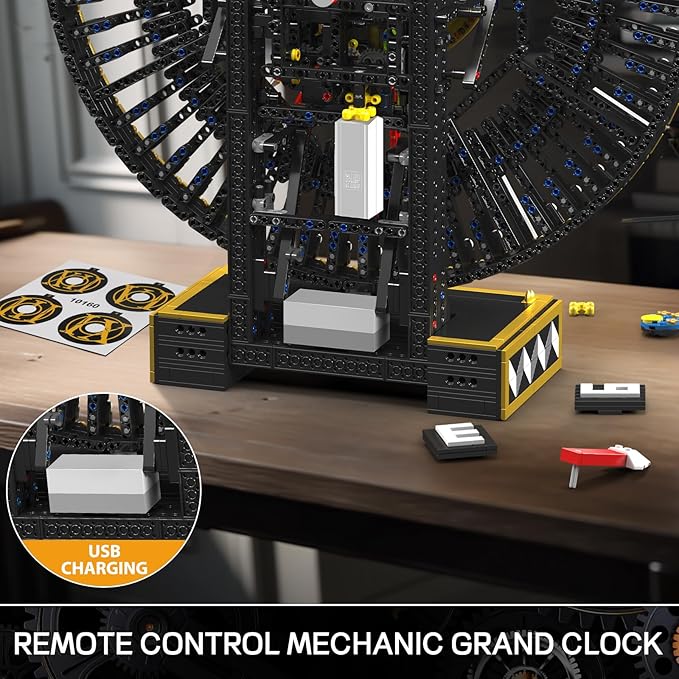 Mould King 10160 Mechanic Grand Clock Building Set, APP Control Real-time Mechanical Gear Rotation, DIY Electric Building Block Clock for Age 14+/Adults Collections Enthusiasts(3675+ PCS)