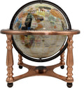 Limited Edition! Unique Art Since 1996 Pearl Ocean Table Top Gemstone World Globe with 4 Leg Copper Plated Zinc Alloy Stand (220MM/PEARL OCEAN/4LEG COPPER)