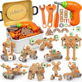 YongnKids 158 Pcs Kids Tool Set with Drill, Construction STEM Building Blocks with Storage Box Educational Tool Kit Pretend Play Kid Toy for Kids Age 3 4 5 6 7 8 Years Birthday Gift