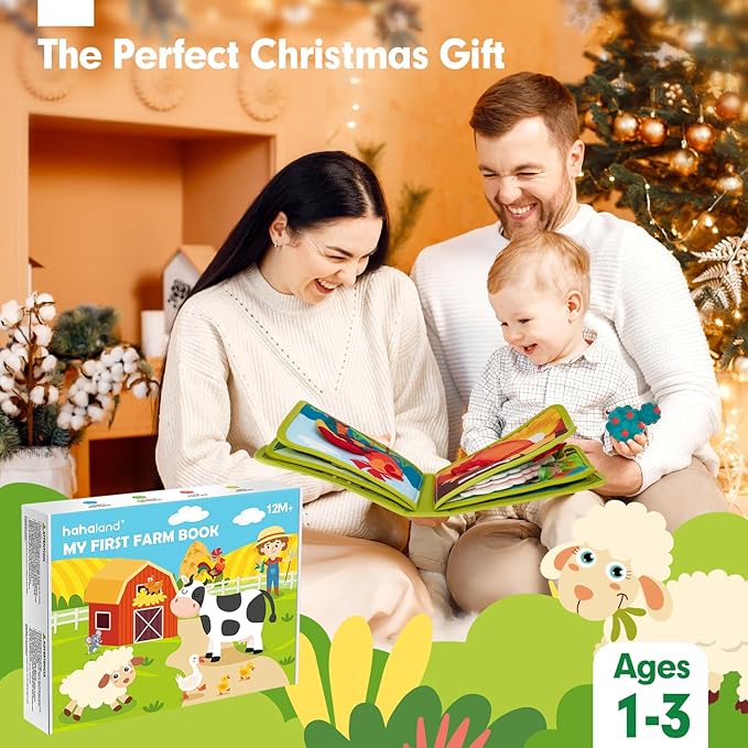 hahaland Busy Book for Toddlers 1-3 - Montessori Toys Busy Board for 1 Year Old Boy Gifts Girl Toys Educational Learning Quiet Activity Books Travel Toy One Year Old Birthday Christmas Toddler Gifts