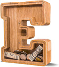 Wooden Letter Piggy Bank for Kids Larger Alphabet Letter Bank for Boys Initial Coin Bank Personalized Piggy Bank Wood Money Save Box for Birthday and Festival-Upgrade 9"" E Piggy Bank