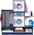Lil' Jumbl Kids Washer and Dryer Playset, Wooden Children's Pretend Laundry Set, Includes Broom, Dustpan, Iron, Hangers & Basket, Realistic Laundry Room for Kids
