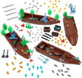 Barcaloo 194 Piece Building Bricks Accessories Kit - Pirate Ship Parts & Pieces Set with Boats, Treasure, Weapons, Plants & Wildlife Parts - Building Block Accessory Set, Compatible with Major Brands