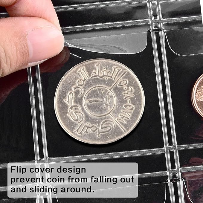 12 Sheets Coin Collection Pages, Pocket Page with 360 Pockets, Coin Binder Inserts Sleeves with Standard 9 Hole for Coin Album. Storage Holder for Currency, Stamp and Other Supplies (30 Pockets)