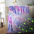 Unicorn Glow in the Dark Kids Blanket, 50"x60" Soft Fleece Throw for Girls Age 3-12