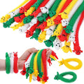 32 Pcs Christmas Stretchy Strings Fidget Toys, Colorful Stretchy Fidgets Sensory Toys, Stress Relief Stretch Sensory Bracelet String with Xmas Tree Santa Claus Snowman Elk for Party Favors (Convex)