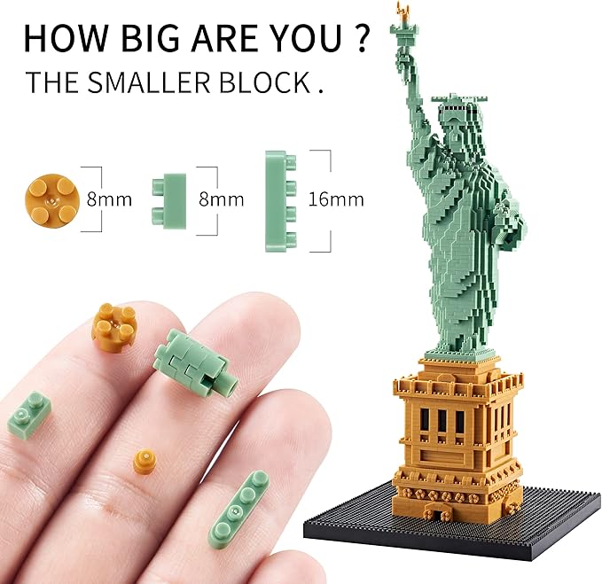 Exquisite Big Architecture Lady Liberty Statue Micro Building Blocks Set - 2810 PCS | Challenging Engaging | Highly Detailed Replica | Suitable for Adults | Great Gift