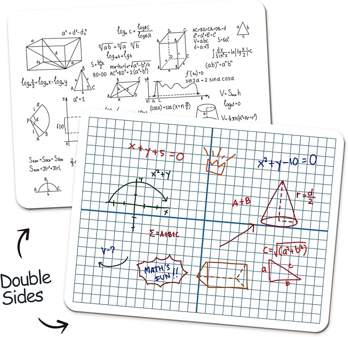 Dry Erase XY Axis Graph Whiteboard,9" x 12" Interactive Learning Coordinate Grid Double-Sided Dry Erase Board,Math Manipulatives White Board for Students,Classroom and Home,Small White Board Dry Erase