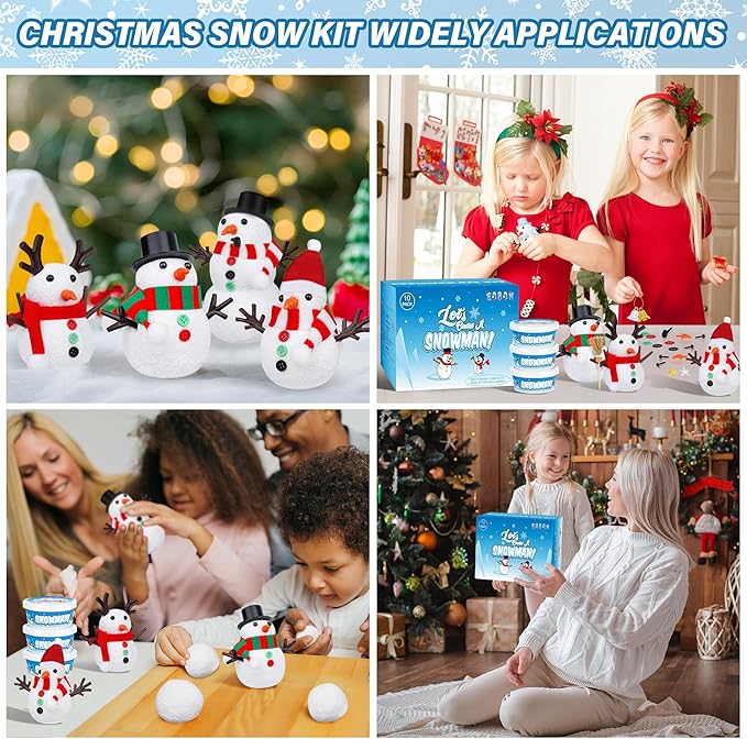 Snowman Crafts for Kids, 10 Pack Christmas Craft DIY Snowman Kit, Build a Snowman Kit Indoor Decorations, Creative Kids Air Dry Modeling Clay, Snowman Making Kit Toys Activities Party Supplies