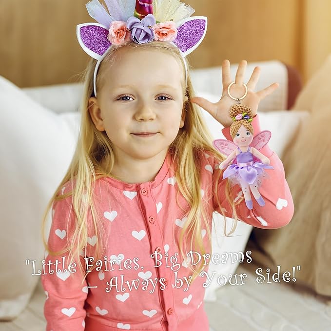 June Garden 7" Enchanted Garden 4 PCs Fairy Keychains Bundle - Plush Soft Keychain - Best Value