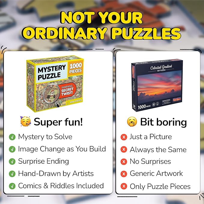 Odd Pieces Jigsaw Puzzles 1000 Pieces - Magic Mystery Story Secret Ending Puzzle - Perfect Game Night for Adults & Kids - Animal Park Theme Challenging (Snack Attack 3)