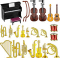 Civaner 24 Pcs Dollhouse Musical Instruments Christmas Miniature Violin Piano Trumpet Saxophone Electric Guitar Tiny Instruments Set for Xmas Party Gift Mini House Musical Room Succulent Garden