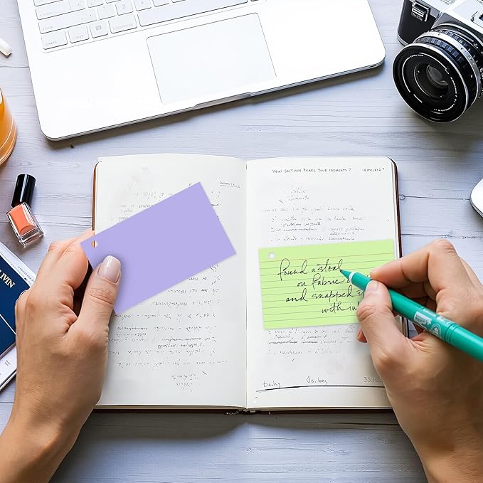 250 Count Index Cards 3x5 Inch with Key Ring, 180gsm Heavy Weight Colored Flash Cards 5 Color Assortment (50 Sheets Each), Note Taking for Students, Teachers, Study Note Cards for Office Home School