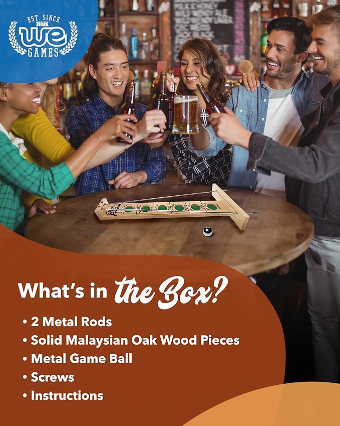 WE Games Shoot The Moon - Classic Solid Wood Rolling Ball Game for Family Fun & Skill Building, Enhances Social Skills, Patience & Perseverance