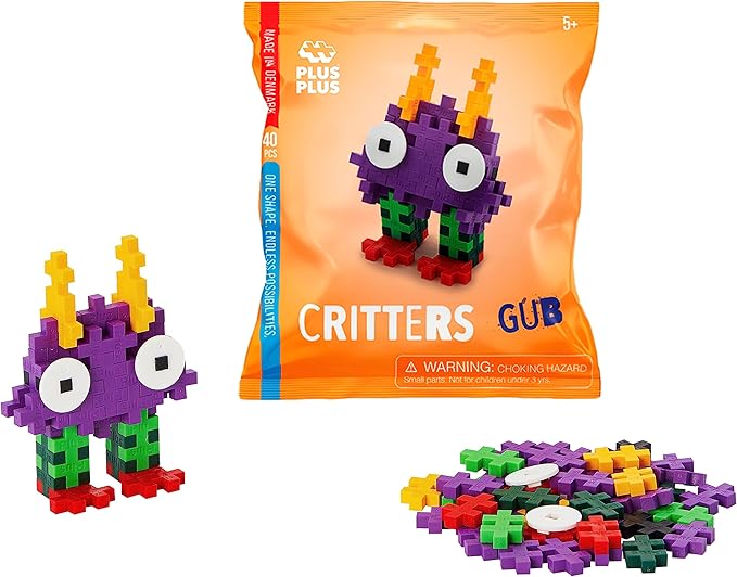 PLUS PLUS Critters, Pack of 4, Halloween 3D Puzzle Building Block Set, 160 Mini Interlocking Pieces, Fun Holiday Activities for Kids, Series 1