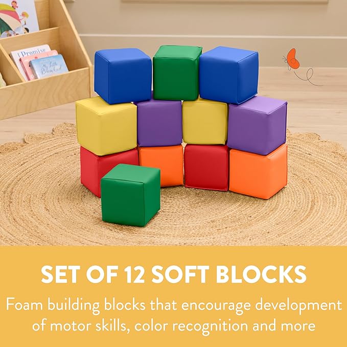 Mosaic Toddler Building Cubes, Foam Blocks, Assorted, 12-Piece