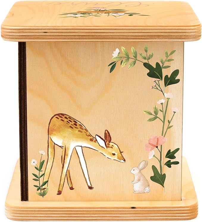 Wooden Piggy Bank for Kids and Adults, Personalized Gift Handmade in USA by BloomOwl, Custom Piggy Bank, Personalized Banks for Kids, Gifts for Baby Boys and Girls (Deer)