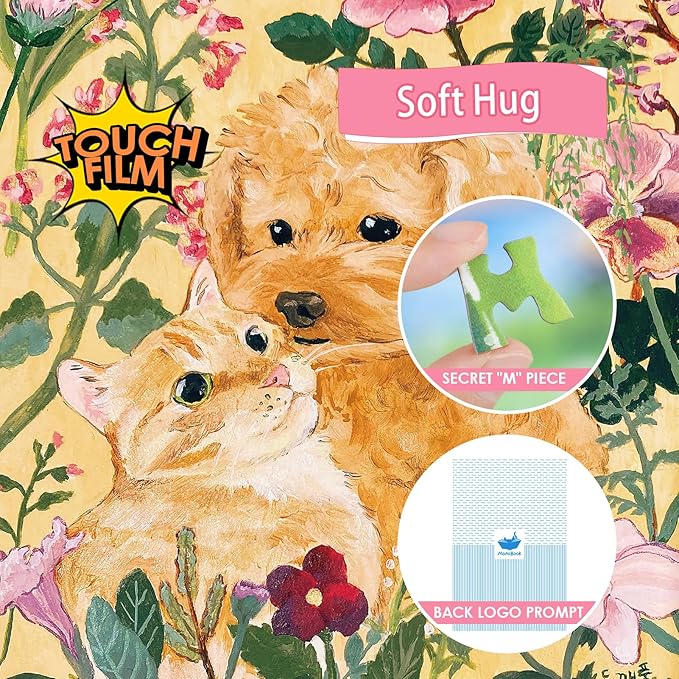 MOMIBOOK Puzzles for Adults 1000 Pieces Jigsaw Puzzles of Dog Cat Soft Hug, Touch Film Painting Image Difficult Challenging Hard Impossible Puzzle Unique Funny Party Christmas Birthday Gifts
