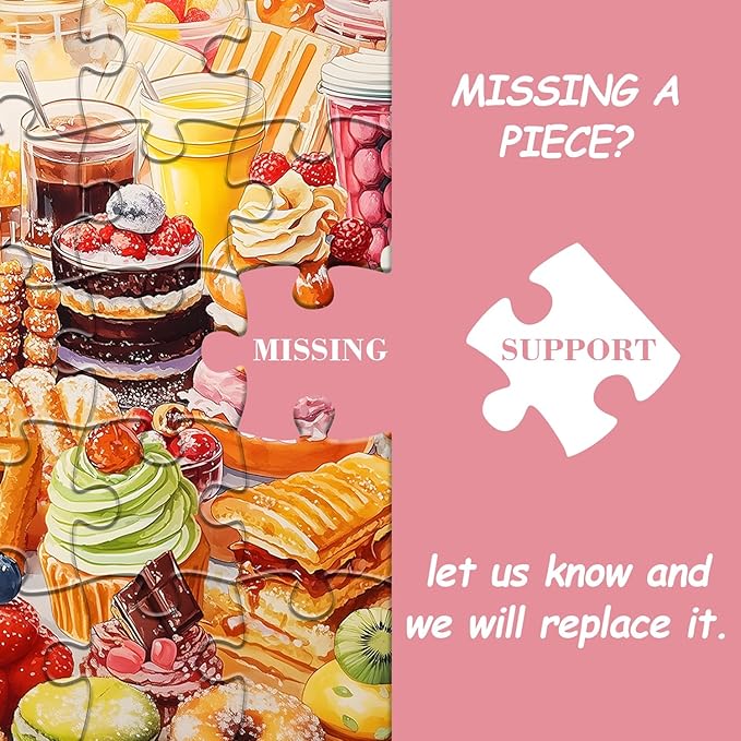 PICKFORU Food Puzzles for Adults, 1000 Pieces, Chocolate Sweet Candy Cake Donut Puzzle, Colorful Cupcakes, Challenging Difficult Hard Jigsaw Puzzle