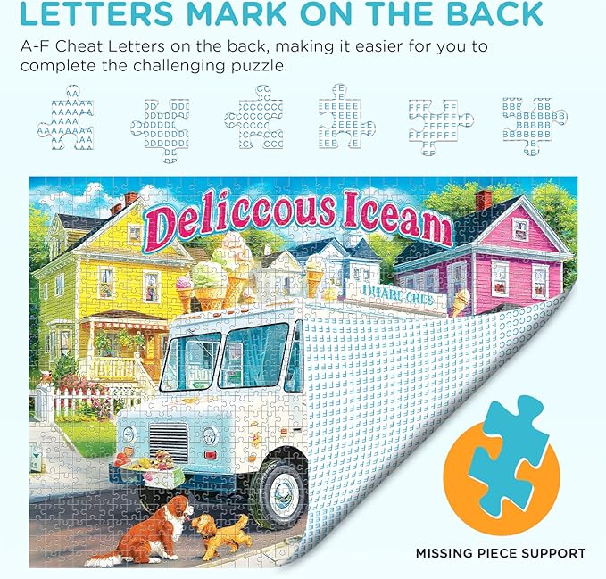 Puzzles for Adults 1000 Pieces Vintage Ice Cream Truck Jigsaw Puzzles Challenging Puzzle for Stress Relief, Home Decor and Gifting