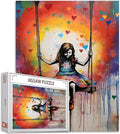Tucocoo Colorful Graffiti Jigsaw Puzzle 1000 Pieces Puzzles for Adults, Little Girl Swing Street Pop Art Jigsaw Puzzles for Challenging Family Activity Games DIY Handwork Puzzle for Home Decor Gifts