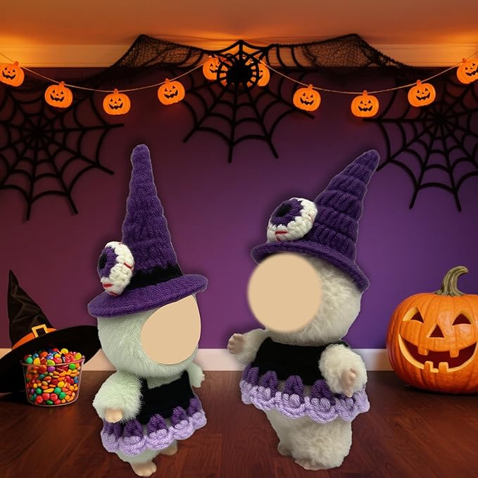 Halloween Clothes for 17cm Doll Outfits, Hat Dress Set for 17cm Dolls, Stylish Adorable Halloween Clothes Accessories (No Doll)