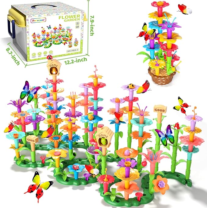 238Pcs Flower Garden Building Toys for Girls 3 4 5 6 7 Year Old, Upgrade DIY Building Stacking Toys, STEM Preschool Educational Toddler Toys Brain Development Kindergarten Kids Toy