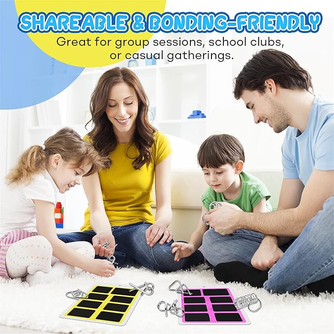 Metal Wire Puzzle Set，Brain Teaser Metals Puzzle ，Chinese Ring Magic Trick Toy for Party Favor Kids 7-14 and Adults Challenge (A+B+C（Metal）)