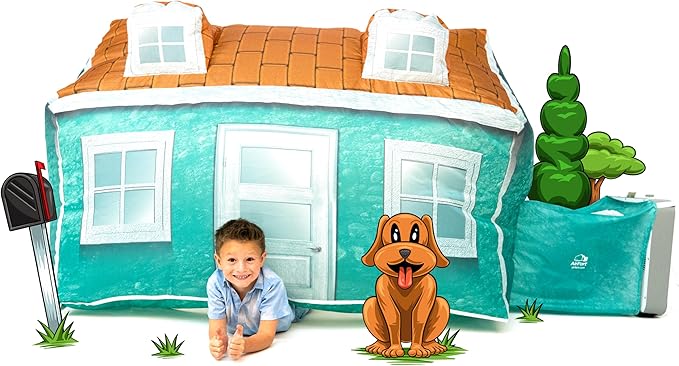 The Original Patented AirFort - Build A Fort in 30 Seconds, Inflatable Fort for Kids, Play Tent for 3-14 Years, A Playhouse Where Imagination Runs Wild, Fan not Included (Cabin)