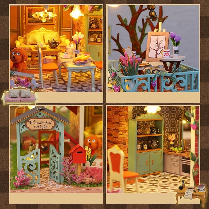 Flever DIY Miniature House Kit, Tiny Home Kit with LED Light, Mini House Build Craft Kits for Adults and Teens, Home Decor Creative Gift for Family/Friends (Secret Jungle)