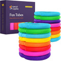 Special Supplies Fun Pull and Stretch Tubes for Kids - Pop, Bend, Build, and Connect Toy, Provide Tactile and Auditory Sensory Play, Colorful, Heavy-Duty Plastic (16-Pack Primary Colors)