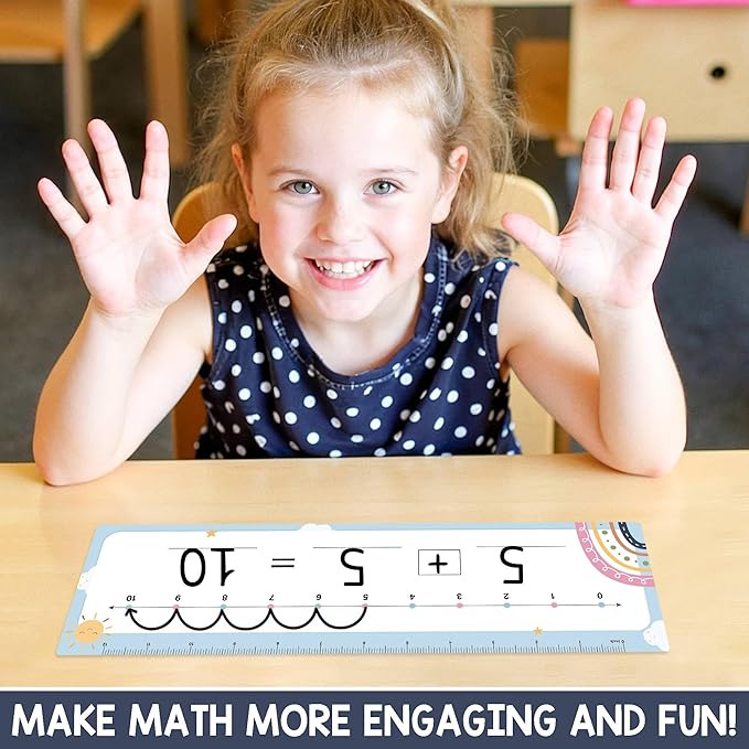 26 Pack Boho Number Line Dry Erase Boards Cards, 14"x4", Double-Sided, Math Manipulatives for Kids, Student, Kindergarten Elementary Special Education 1st Grade Classroom Must Haves