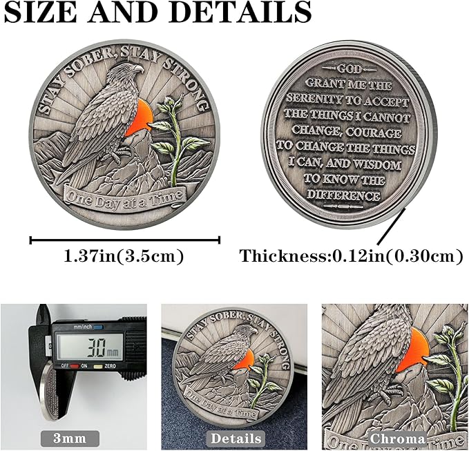 Hope Eagle Sobriety Coin Celebrating Recovery and Personal Growth with AA HA Chips and Medallions for Alcoholics Anonymous Ideal Sobriety Gifts for Women and Men