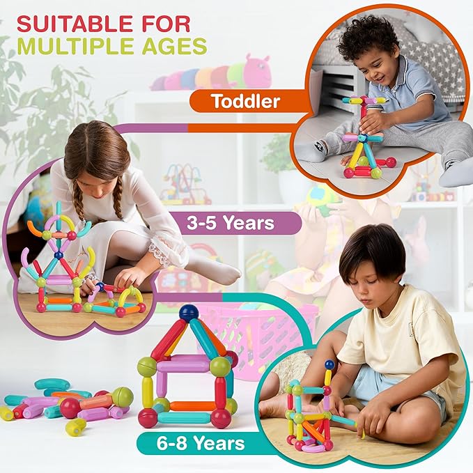 Tigerdoe 46 Pieces Magnetic Sticks and Blocks Set | Creative 3D Construction Toy for Imaginative Play and Learning | Fun for Kids and Adults