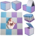 Play Mat for Babies 0-6 Months, Solid Colored Foam Floor Mat, Eva Non-Toxic Foam Puzzle Floor Mats, 0.4" Thick Square Kids Playmat丨47x47 Play Mat for Playpen (White/Purple/Light Blue)