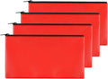4Pack Money Bag 11 X 6 ", Safe Durable Money Bags with Zipper for Cash Waterproof, Coin Money Pouch PU Leather Bank Bag, Bank Bags with Zipper for Checks Makeup Bills Receipts Tool Storage Bag (Red)